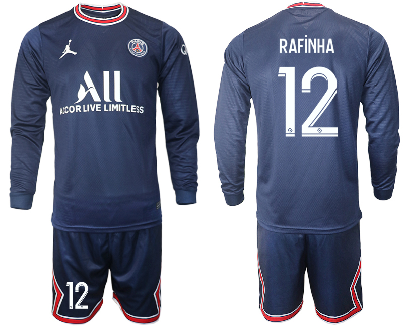 Men 2021-2022 Club Paris St German home blue Long Sleeve #12 Soccer Jersey->paris st german jersey->Soccer Club Jersey